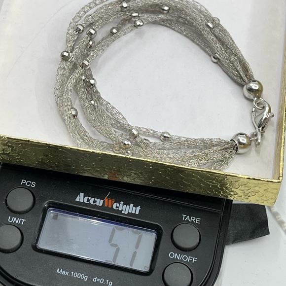 Vintage Ross Simons 925 Sterling Silver Mesh Bracelet With Beaded Accents - Picture 14 of 14